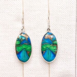 Peacock Dahlia Turquoise 925 Sterling Silver Earrings